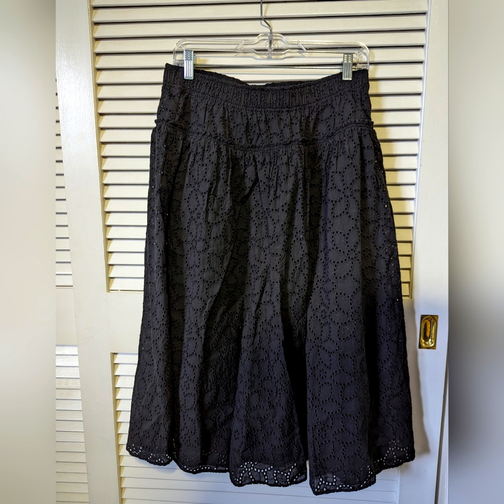 Madewell black eyelet skirt